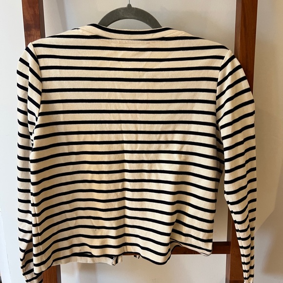 Mango striped nautical v neck cardigan in black and off-white, sz SMALL - Picture 4 of 8